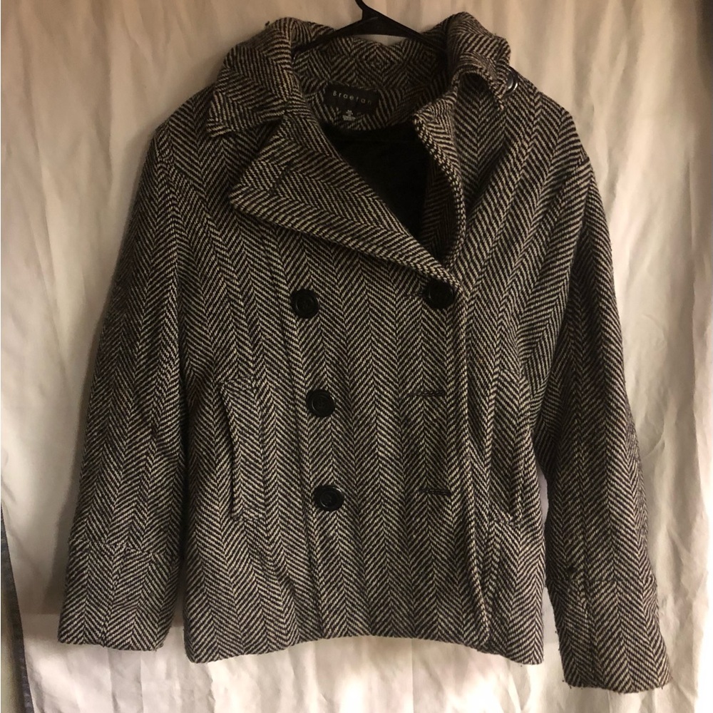 Braetan Black and Gray Pea Coat with Timeless Design